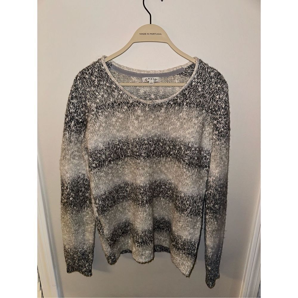 Women’s Orvis  Knit Sweater Gray Striped Small